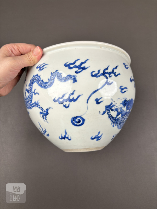 清康熙 青花云龙纹钵缸 - 图6